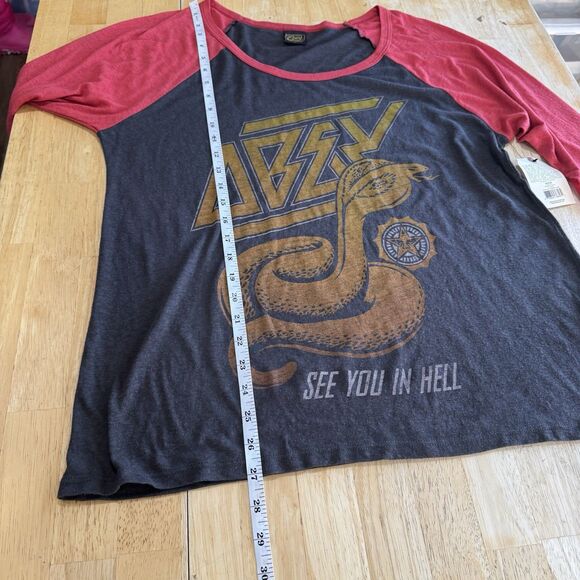 Obey Women Skate Raglan T-Shirt Medium Vintage Burnout See You In Hell Cobra New - Picture 7 of 8